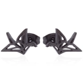 Pair of minimalist black origami crane earrings with hollow geometric design in steel - 091 Origami Crane / Black