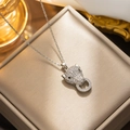 Luxury leopard head pendant necklace with shimmering cubic zirconia in silver finish - 304 Steel