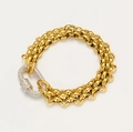 Three-layer gold chain bracelet featuring a silver D-shackle clasp set with sparkling crystals - Bracelet / Silver Clasp