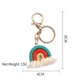 Handmade rainbow keychain in blue and orange cotton cord with golden alloy clasp - Rainbow Color 10