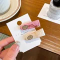 Rectangle acrylic spring hair clips in pink marble and cream textures on display card - Pink + Cream White (Pair)