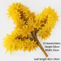 Artificial yellow maple branch with 15 leaves for home decor and landscaping, 60cm - Yellow Glue-coated Fragrant Hill Maple