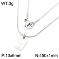 Gepolijste zilveren vierkante hanger ketting met letter Z gravure en slangenketting - Zilveren Letter Z (KN293426-Z)