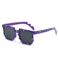 Lustige lila Mosaik Pixel Sonnenbrille im Thug-Life-Stil für Kinder und Partyspaß - Violettes Gitter