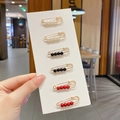 Set of 6 decorative pearl and bead safety pins in white, black, and red colors - Style 23 - 10th Set 6 Pcs