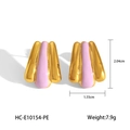 Detalle de pendientes rosa bañados en oro de 18k con dimensiones y peso especificados - Violeta Claro