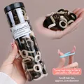100-pack of black and brown elastic seamless hair ties in a clear storage tube - Black Coffee 100Pcs/Jar