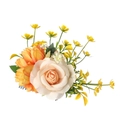 Bohemian floral hair comb with pink roses and orange dahlias for weddings - FS48-2 Yellow