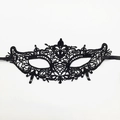 Elegant black lace masquerade eye mask with ribbon ties for Halloween party costumes - Sword Top