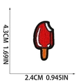 Macro detail of red popsicle embroidery patch with precise dimensions 4.3cm x 2.4cm - Red White Popsicle (W25SG-048-16)