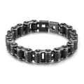 Retro stainless steel bicycle chain bracelet for men with vintage silver finish - Worn Silver