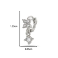 Detailed view of silver flower cartilage earring with cubic zirconia and size dimensions - Clover Style (3#) / Silver
