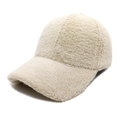 Gorra de béisbol de piel sintética beige para mujer con textura de felpa para el invierno - M (56-58cm) / Beige