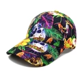 Détail de l'imprimé tropical multicolore et des motifs de crâne sur la casquette en coton - M (56-58cm) / Crâne (Fleurs Tropicales)