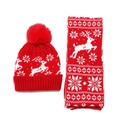 Weihnachts-Strickset für Kinder mit Rentier-Mütze und passendem Schal in Rot und Weiß - Rot