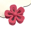 Matte rose pink flower hair claw clip with large five-petal design for thick hair - 7cm Hollow Flower Claw / Burgundy