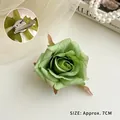 Green velvet rose flower hair clip and brooch dual-use accessory back view with 7cm size - Hair Clip + Brooch Dual Use / Green Rose