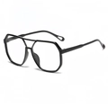 Lunettes de soleil géométriques noir mat avec embouts de branches évidés uniques - Monture Noire Verres Transparents