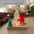 Wooden Christmas candle holder with Santa Claus, red reindeer and a mini pine tree - 12CM Santa Claus Candle Holder