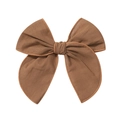 Deep brown 4.5 inch cotton linen hair bow clip for girls with vintage textured fabric - Dark Coffee (2832-148)
