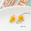 Vibrant mango fruit charms in yellow and orange alloy enamel for DIY jewelry making - 25# Mango