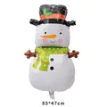 Snowman shaped aluminum foil balloon with winter scarf and hat for Christmas decor - Large Snowman with Black Hat / 85x47cm