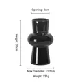 Artistic black glass vase with geometric shape and specific dimensions 20x8x11.5cm - Height 20cm/Diameter 8cm / Black