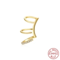 Three-layer gold S925 sterling silver ear cuff with sparkling marquise zirconia stones - Style #1 Gold - Left Single