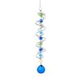 Detail of silver spiral wind spinner with colorful crystal beads and blue faceted teardrop - Silver Spiral - Blue Crystal Ball