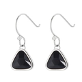 Silver drop earrings with faceted black triangle crystals in a titanium steel frame - Silver Black Triangle Earrings (KE105518-K)