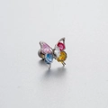 Titanium steel butterfly ear stud featuring vibrant colorful zircon gemstones - Colorful Solid Butterfly Style (A23-2#) / Single Piece