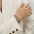 Set di bracciali a doppio strato in titanio placcato oro 18K e zirconi scintillanti - Bracciale a Doppio Strato in Zirconia Argento