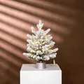 Miniature flocked Christmas tree with LED lights on a silver base inscribed Merry Christmas - 45CM Flocked Snow Silver Base (With LED)