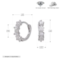 Detalle de pendientes de aro en plata de ley 925 con medidas y peso de 1,15g visible - Plata 925 / Plata 925 chapada en oro blanco