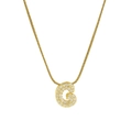 Golden snake chain necklace with a pave-set cubic zirconia letter G initial pendant - Necklace G / Gold