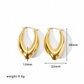 Golden geometric U-shaped hollow stainless steel earrings with 38mm height and 9.6g weight - U-Shaped Geometric Style (EKR7-G)