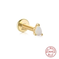 Gold plated 925 sterling silver labret stud with a pear shaped white opal stone - Gold #6 (Pear Shape)