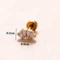 Goldener Knorpel-Ohrstecker mit Zirkonia-Steinen in Fächerform und flachem Verschluss - Fächer / Gold 9#