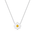 Minimalistische S925 Silber Gänseblümchen Kette mit weißem Emaille und gelber Mitte für Damen - 925er Silber / Wald Gänseblümchen Halskette