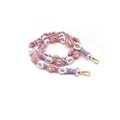 Handmade woven cotton flower strap with golden metal clasps in purple and pink - Purple Orange Pink White