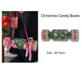 Christmas cracker gift box in dark green with gingerbread man prints and red ribbons - 5 Pcs/Pack / Candy Shape Green Wrapping