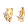 Golden star hoop earrings with micro-inlaid zircon crystals for women stylish jewelry - Gold - White Zircon