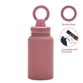 Pink matte stainless steel water bottle with a magnetic phone holder ring accessory - 650ml / Smoky Pink