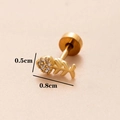 Goldener Herz- und Fischgräten-Ohrstecker mit Zirkonia-Besatz und Größenangaben - 2# Fischgräte/Herz / Gold