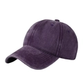 Vintage washed dark purple baseball cap in distressed cotton canvas from a side view - Washed Purple