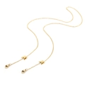 Golden titanium steel mask chain with butterfly charms and lobster clasps on white base - Gold