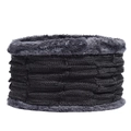 Detailed close-up of dark grey knitted neck warmer with thick thermal plush fleece lining - Neck Warmer / Black