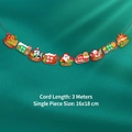 3m Christmas banner featuring Santa and reindeer cartoons on a red and green background - Red Theme Christmas Hanging Banner