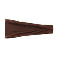 Detailed texture of dark brown elastic yoga headband made of soft moisture-wicking fabric - Coffee