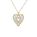 Gold hollow heart pendant necklace with micro-paved cubic zirconia and thorn edges - Hollow Thorny Heart